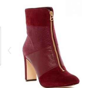 suede zip up heeled booties